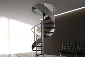 Helical stainless steel feature spiral staircase London
