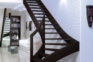 Modular open rise staircase designer inspired beech construction and diamond styled cables for balustrade