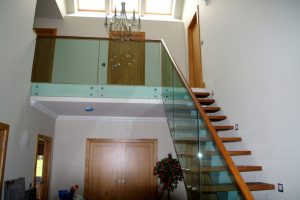 Central spine staircase frameless glass oak handrail oak stair treads Aberdeen scotland1 e1471524978819