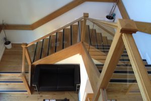 Oak and glass modern staircase within some leeds offices anti slip stair nosings