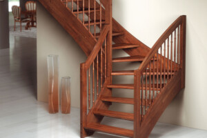 Modular open rise staircase with spindles and rectangular handrails availiable in oak or beech Modular open rise staircase with spindles and rectangular handrails availiable in oak or beech