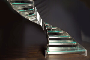 Helical stair in stainless steel glass Helical stair in stainless steel glass