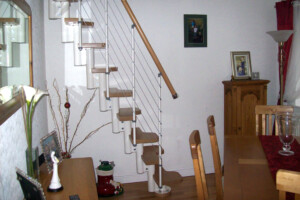 Central spine paddle stair modular style with cables and beech treads harrogate north yorkshire Central spine paddle stair modular style with cables and beech treads harrogate north yorkshire