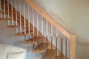 Floating staircase in beech natural hardwax oil finish chrome ed steel spindles in Castleford South Yorkshire Floating staircase in beech natural hardwax oil finish chrome ed steel spindles in Castleford South Yorkshire