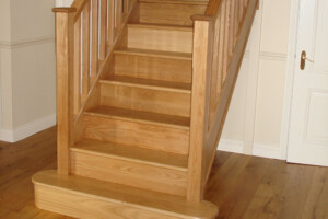 Oak closed riser staircase stop chamfered spindles with natural hardwax oil finish harrogate north yorkshire Oak closed riser staircase stop chamfered spindles with natural hardwax oil finish harrogate north yorkshire