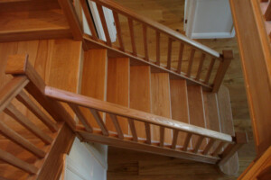 Oak staircase closed riser t shaped with traditional square spindles and oak handrails natural wax finish harrogate leeds yorkshire1 Oak staircase closed riser t shaped with traditional square spindles and oak handrails natural wax finish harrogate leeds yorkshire1