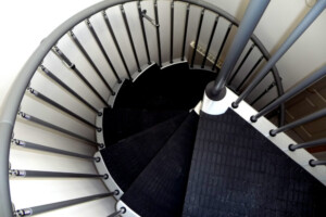 Spiral stair grey painted steel treads with anti slip rubber and painted steel spindles modular spiral staircase scotland e1471525094285 Spiral stair grey painted steel treads with anti slip rubber and painted steel spindles modular spiral staircase scotland e1471525094285